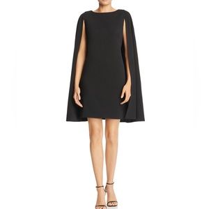 Adrianna Papell Black Structured Cape Sheath Dress NWT